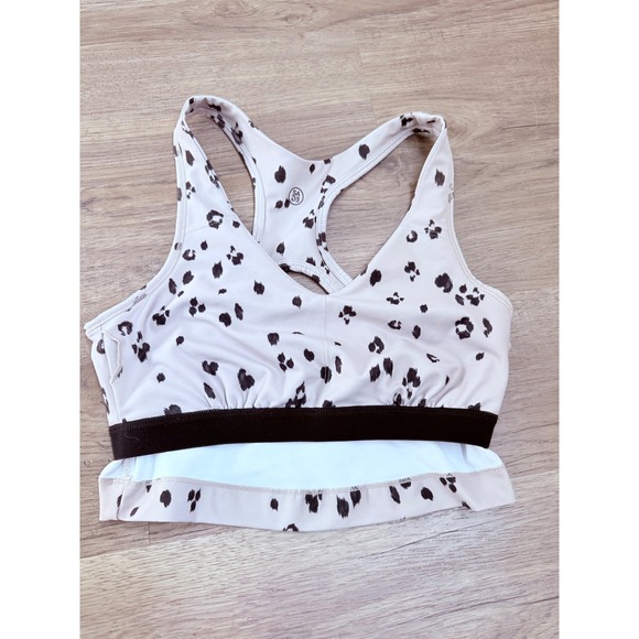 SAGE Collective Sports Bra Top Women Small Taupe Animal Print Racerback - Picture 6 of 8